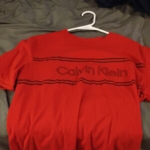 Calvin Klein Red Short Sleeve Tee Vibrant Cotton Casual